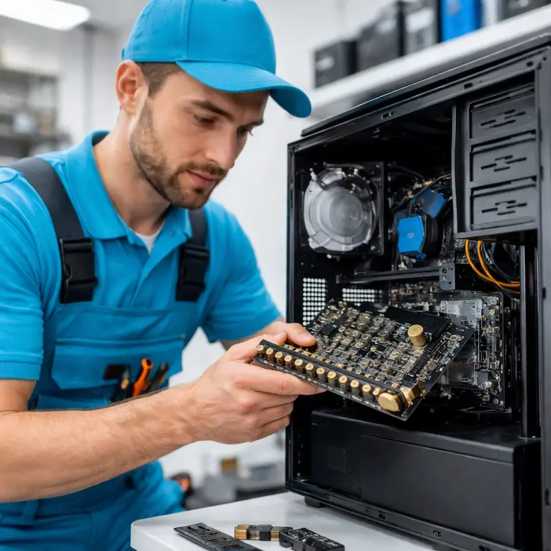 Мастер устанавливает звуковую карту на ПК во Владивостоке